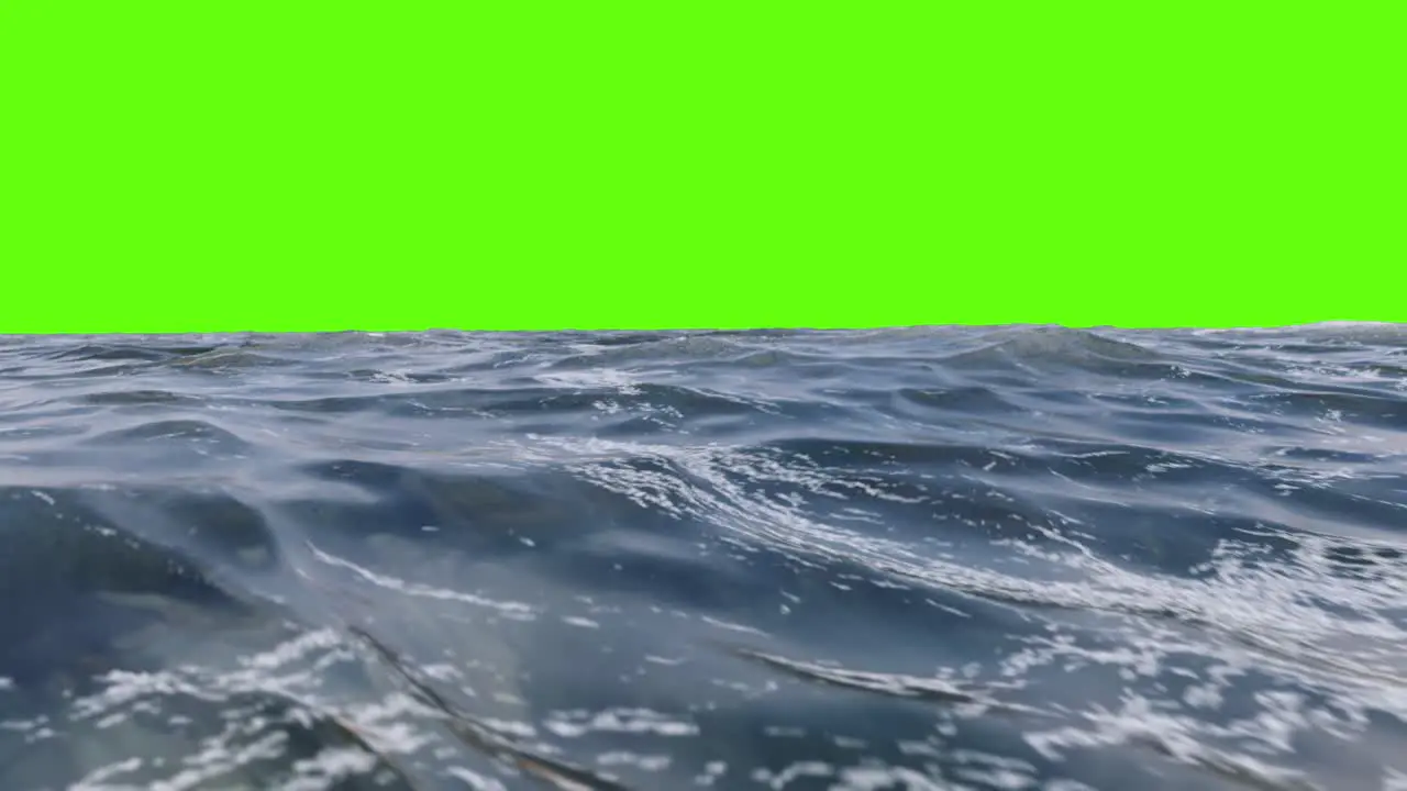 Calm Ocean Waves on a Chromakey Greenscreen Background for Compositing