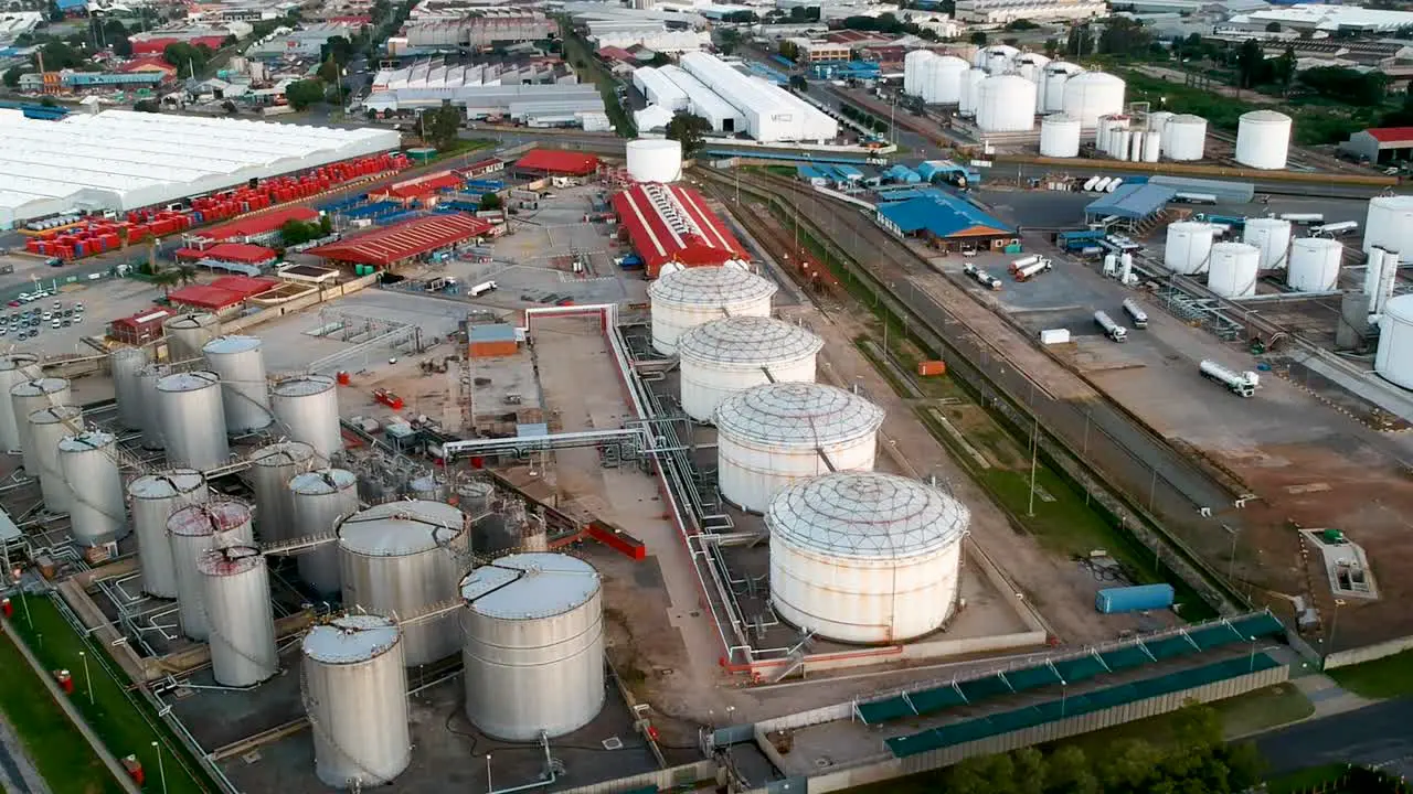 Fuel depot and tanks as viewed from a drone