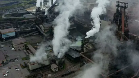 Drone Shot Pulling Away from Port Talbot Steel Manufacturing Plant 07