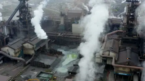 Drone Shot Orbiting a Steel Manufacturing Plant In Wales Short Version 1 of 2