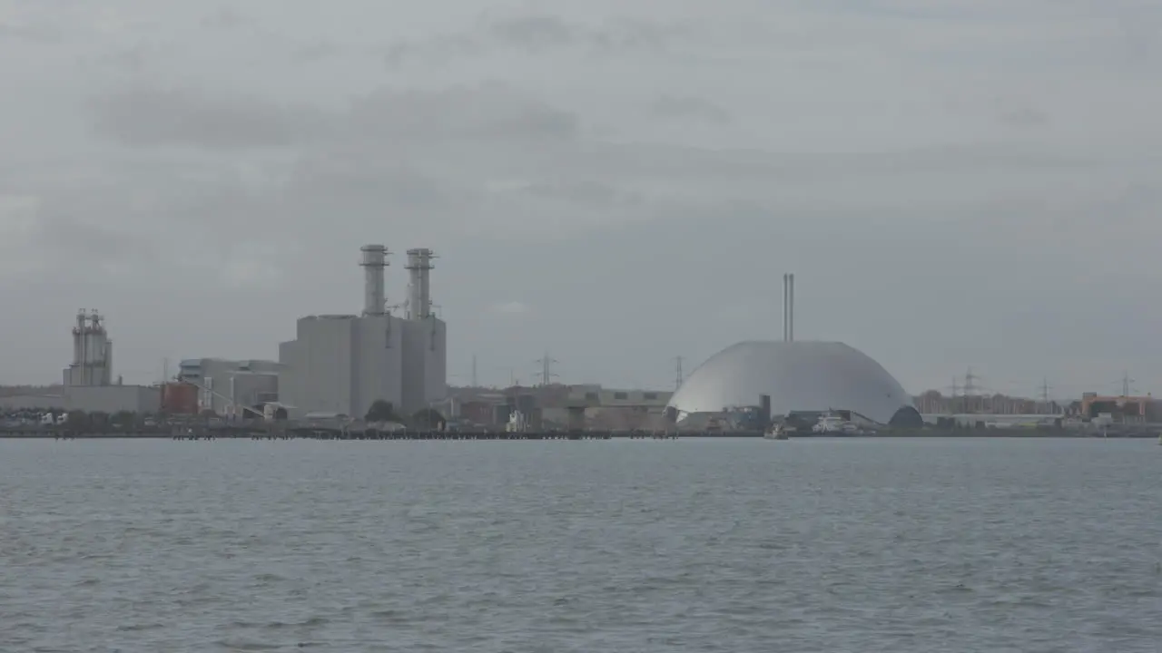 Incinerator And Chimneys Next To The Sea Ungraded