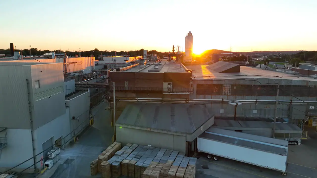 Manufacturing plant at sunset