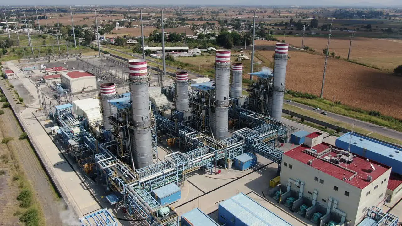 Aerial shot of a power generation plant in mexico