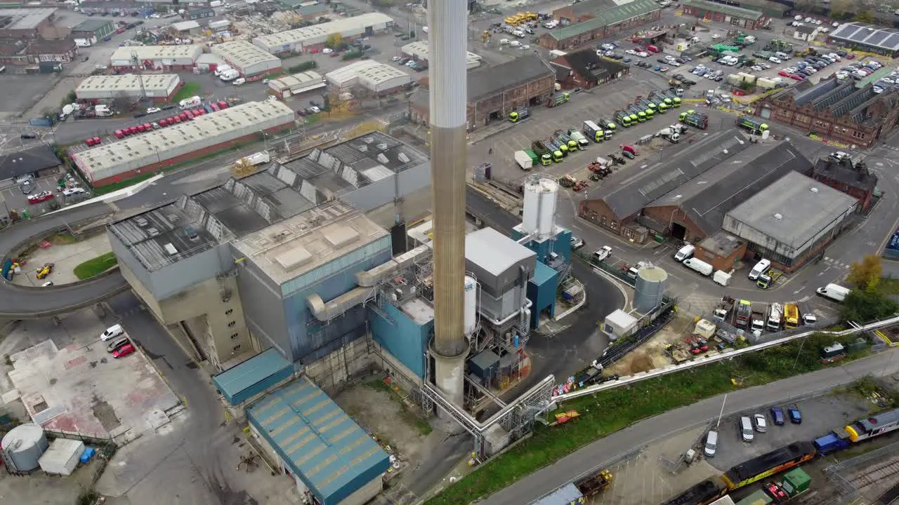 Nottingham Incinerator waste recycling Nottingham City  UK smoke drifts across shot aerial drone 4K footage Waste Recycling Group Ltd