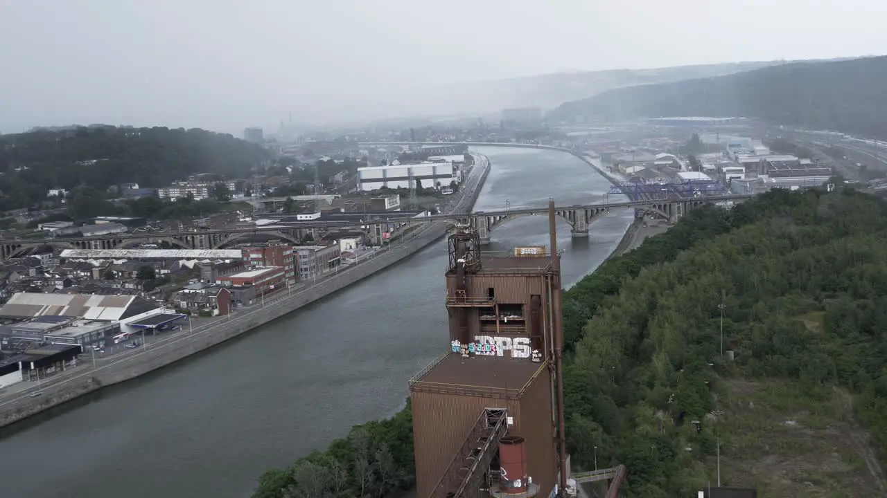 Cloudy weather on an abandoned rooftop of a copper factory