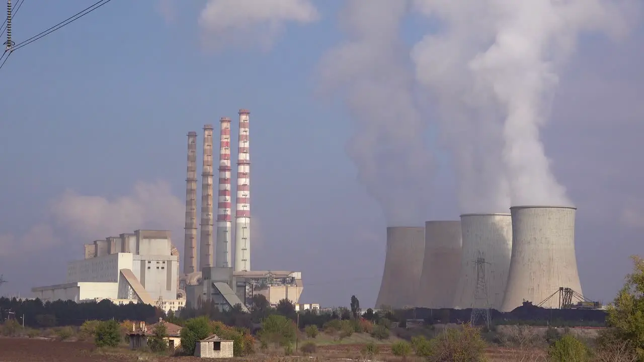 A large nuclear power plant generates electricity in Northern Greece