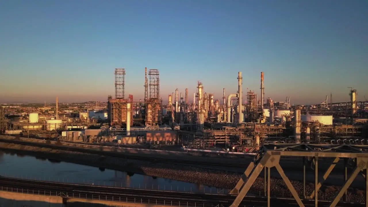 aerial panorama of San Pedro industrial zone shipping industry and rail yard