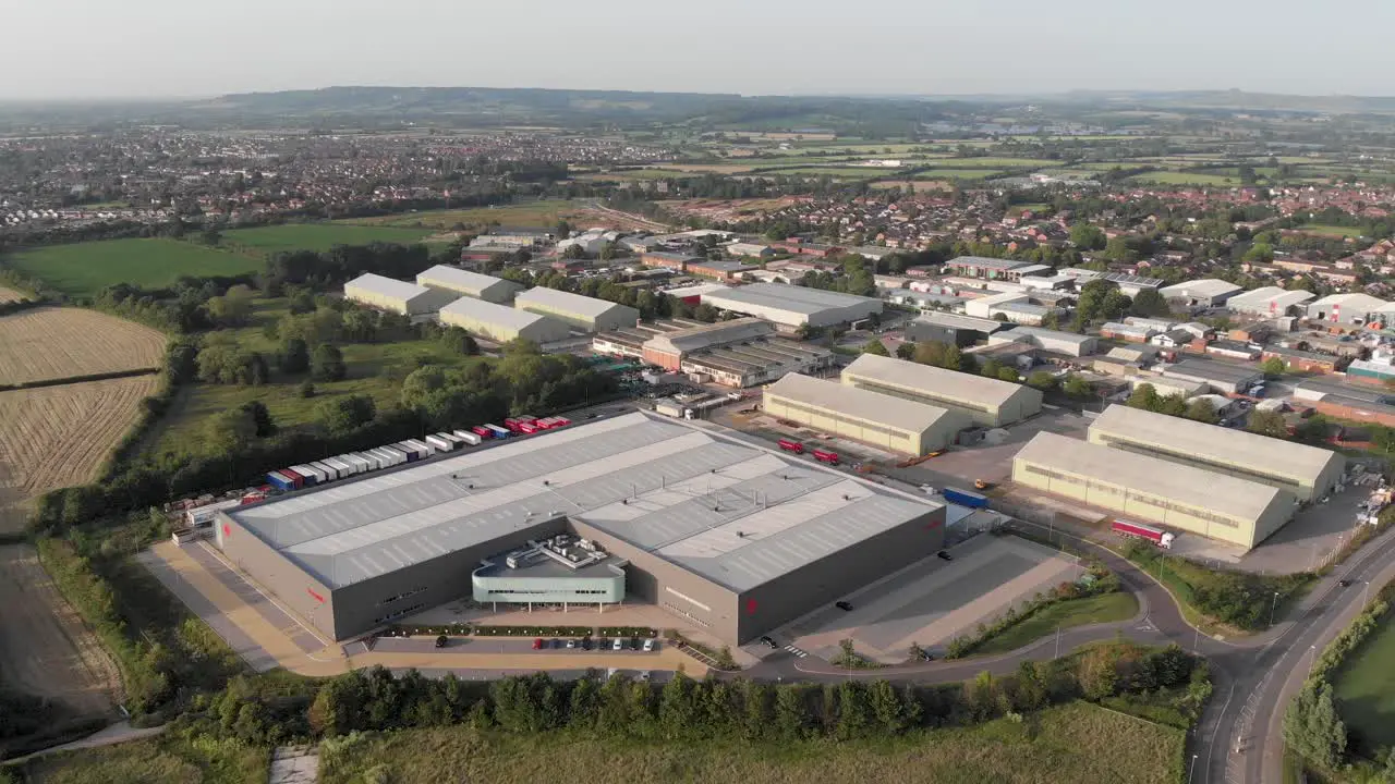 Drone pan around an industrial estate