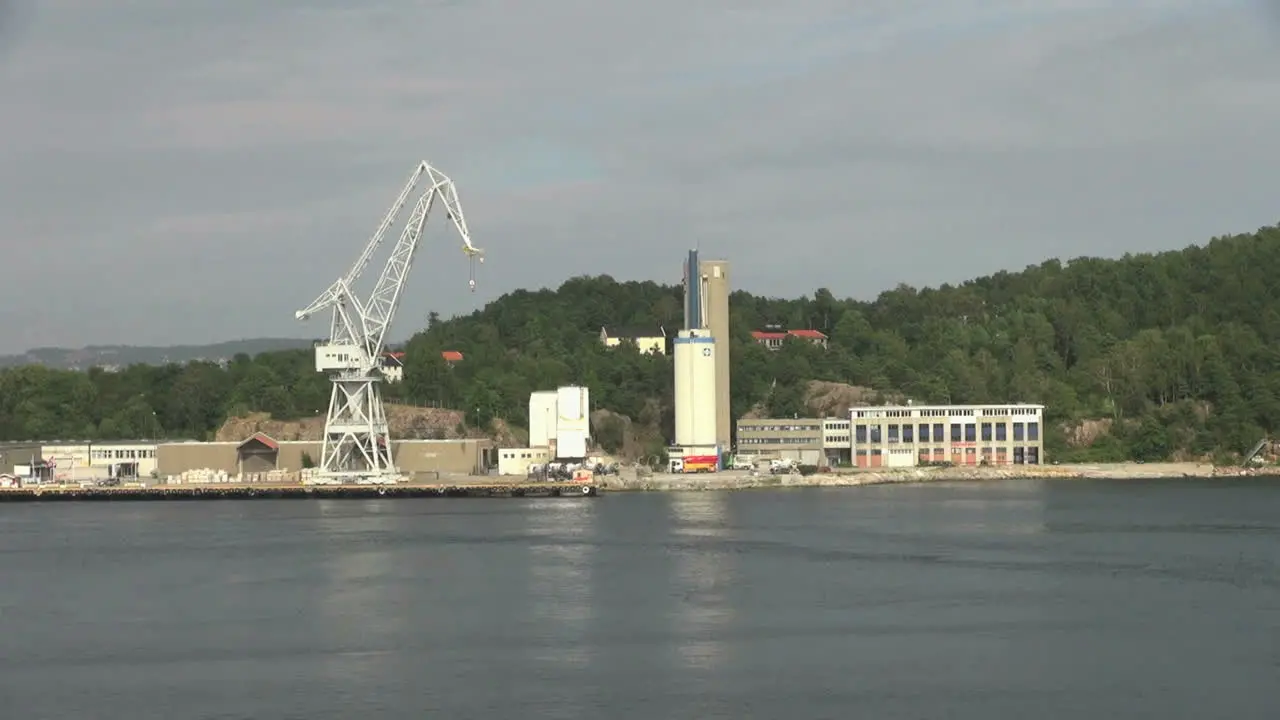 Norway Kristiansand crane and storage tanks