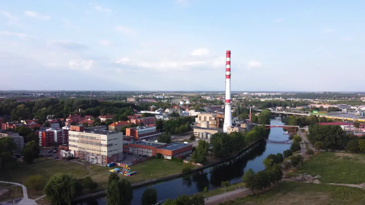 AERIAL Approaching Shot of a Soviet Thermal Power Plant in Klaipeda Lithuania