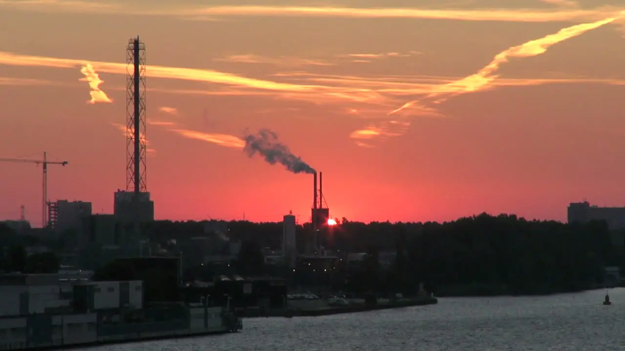 Amsterdam dawn sun appears