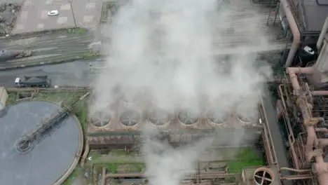 Drone Shot Pulling Away from Port Talbot Steel Manufacturing Plant 05