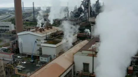 Drone Shot Orbiting Port Talbot Steel Manufacturing Plant 23