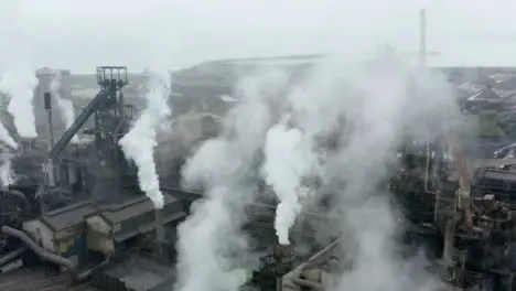 Drone Shot Orbiting Port Talbot Steel Manufacturing Plant 25