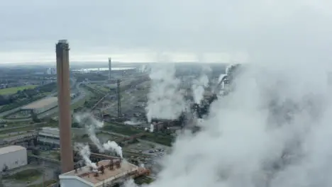 Drone Shot Rising Up Port Talbot Steel Manufacturing Plant 03