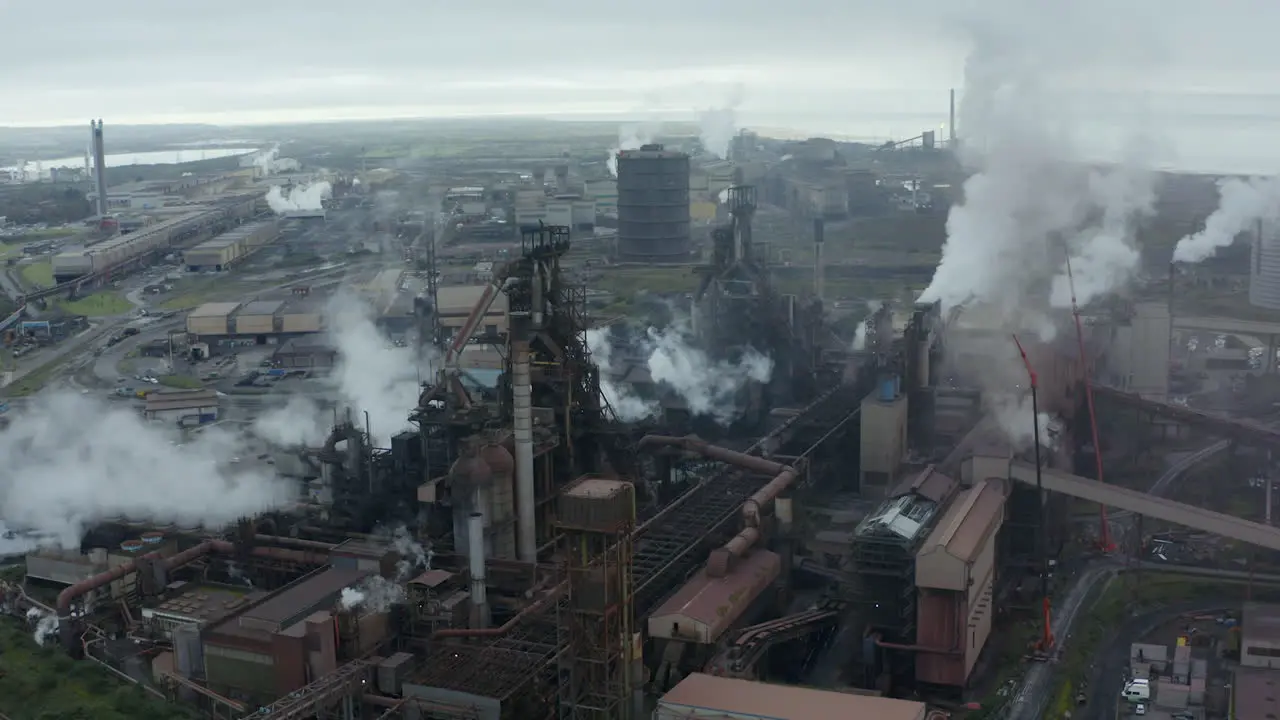 Drone Shot Orbiting Port Talbot Steel Manufacturing Plant 08