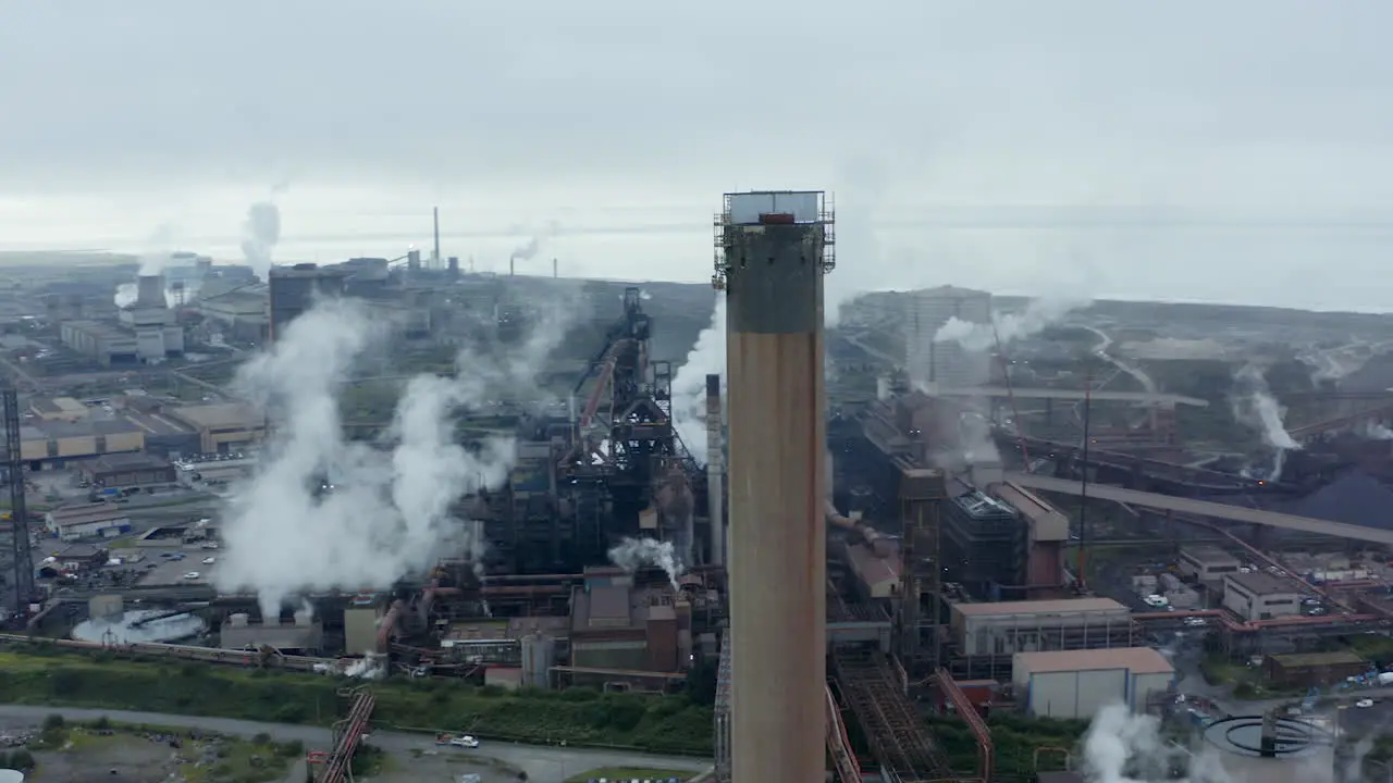 Drone Shot Orbiting Port Talbot Steel Manufacturing Plant 11