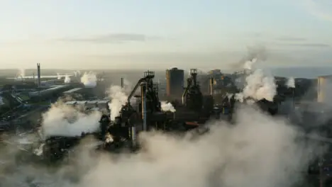 Drone Shot Orbiting Steel Manufacturing Plant In Port Talbot 01 