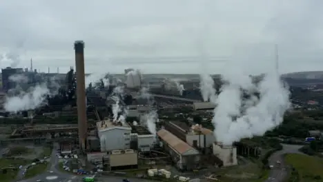 Drone Shot Orbiting Port Talbot Steel Manufacturing Plant Short Version 2 of 2