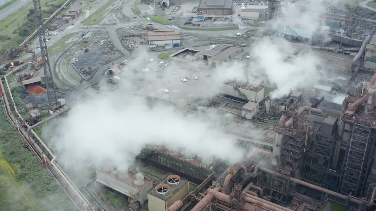 Drone Shot Orbiting Port Talbot Steel Manufacturing Plant 10