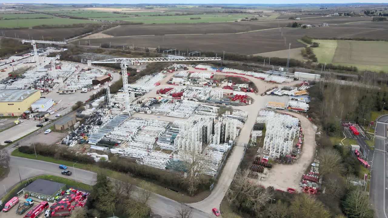 Crane storage site uk aerial footage