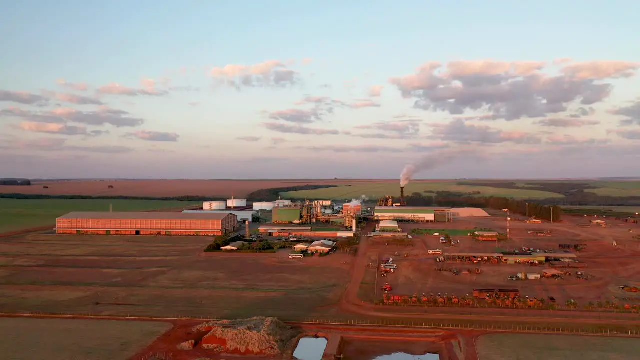 Aerial view on biofuel sugarcane and ethanol factory