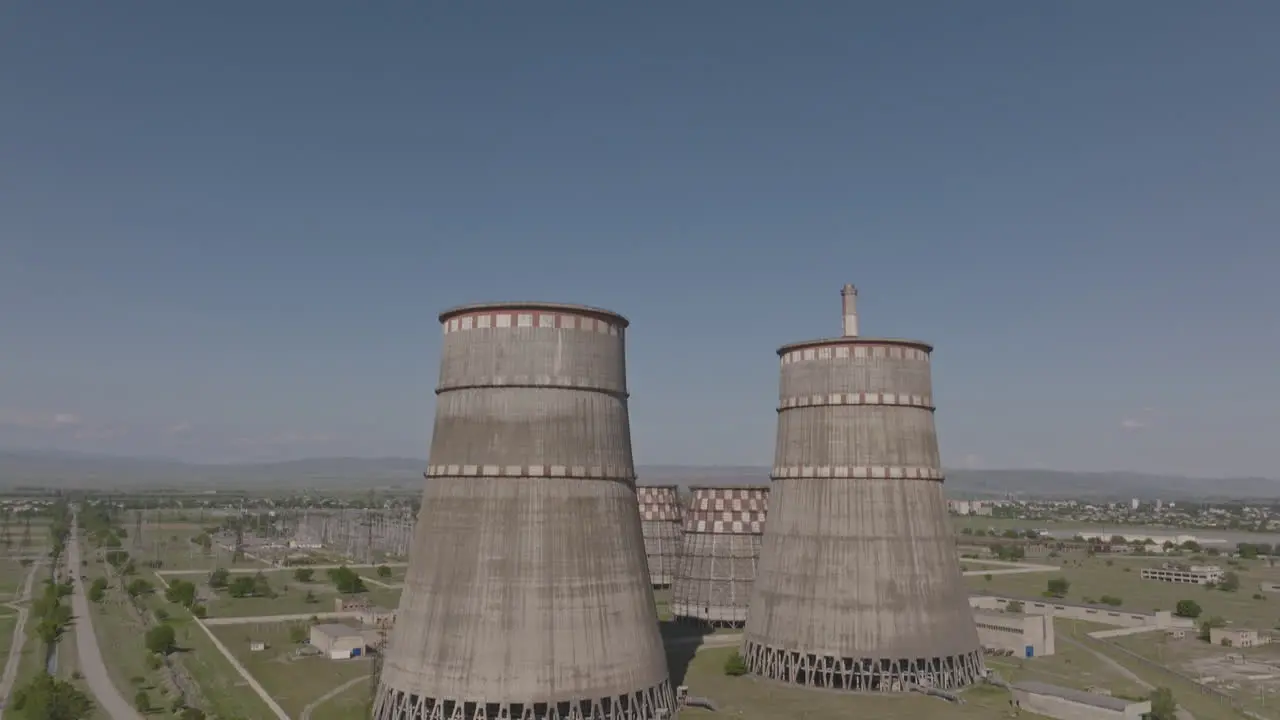 nuclear power plant with sunset sky background