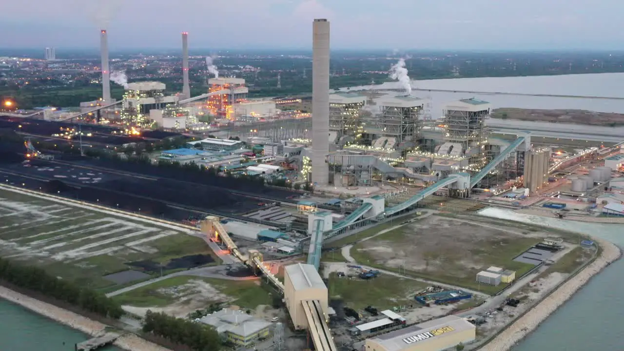 Leading shot from the conveyor belt to ultra-supercritical coal-fired power plant by Tenaga Nasional Berhad TNB located at artificial island manjung perak malaysia southeast asia