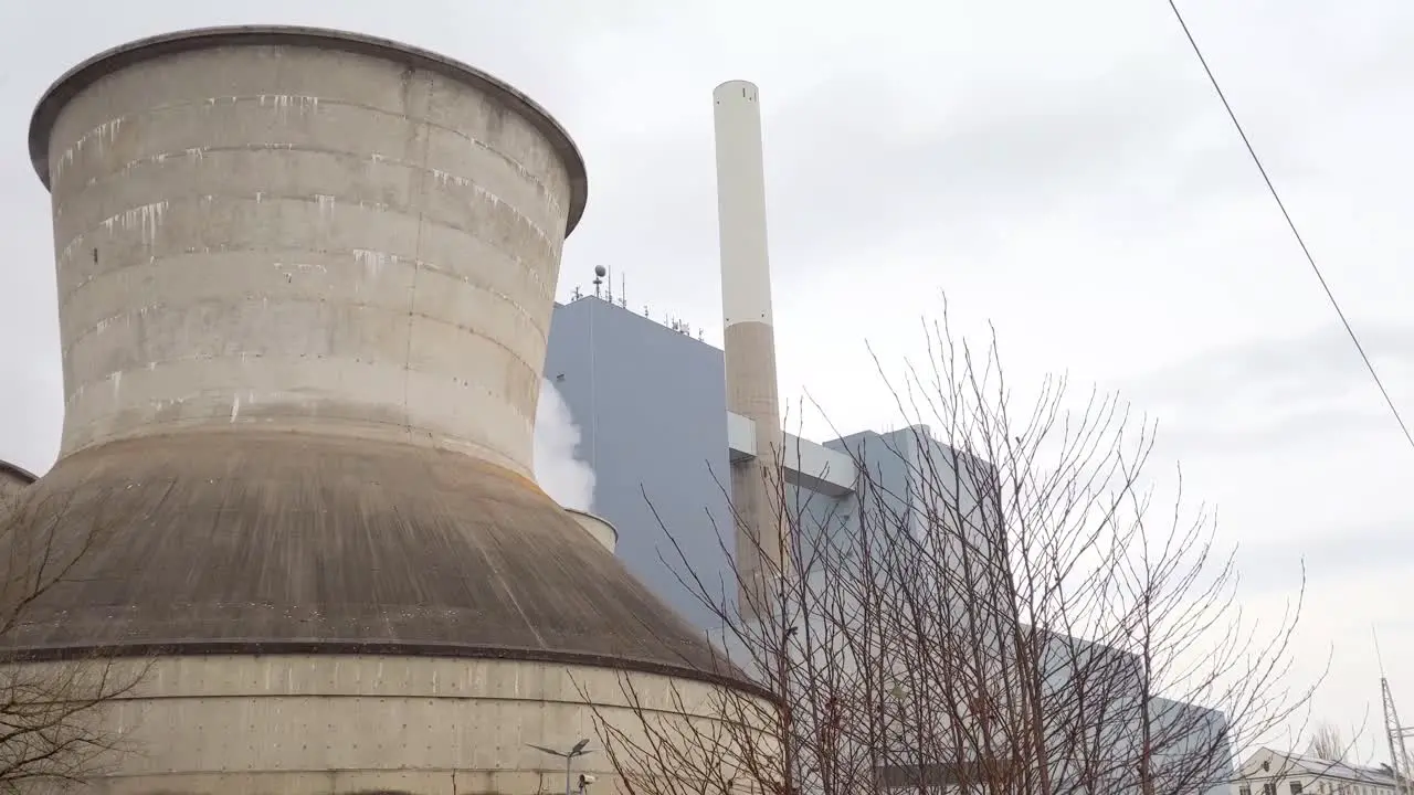 Camera pan to a natural gas power plant in Germany