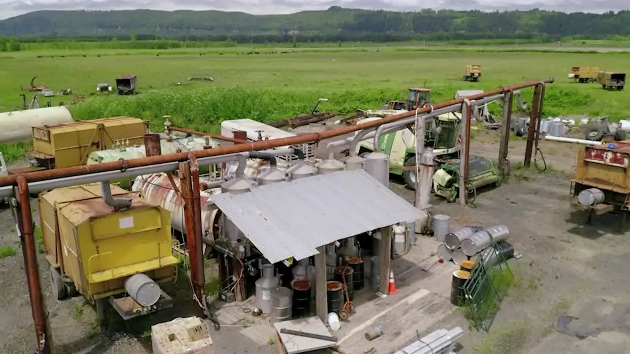 Mint Oil Extraction Equipment On the Farm Field In Oregon United States Of America