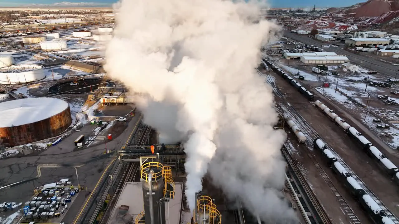 Amazing Footage going Towards Evaporation Clouds in Refinery at North Salt Lake Utah Aerial Forward and Tilt Up Movement