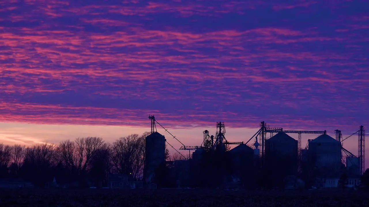 Sunset behind a small midwestern town