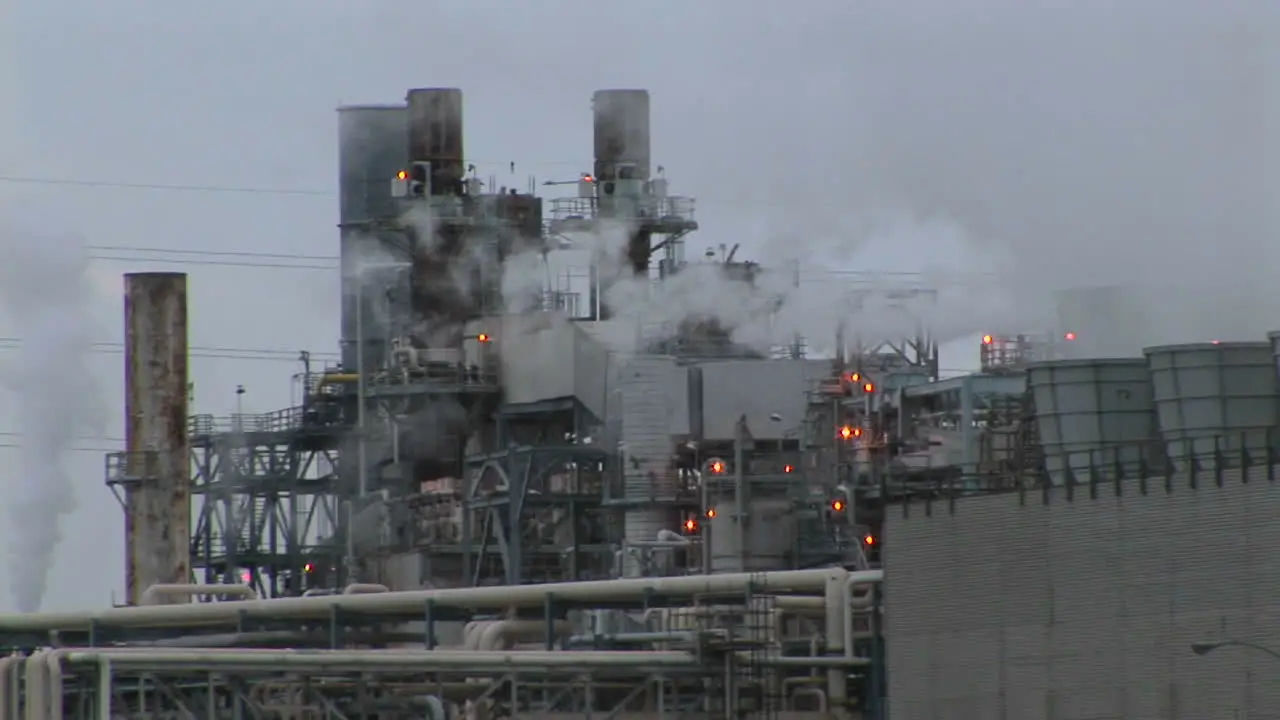 Steam emits from an industrial power plant