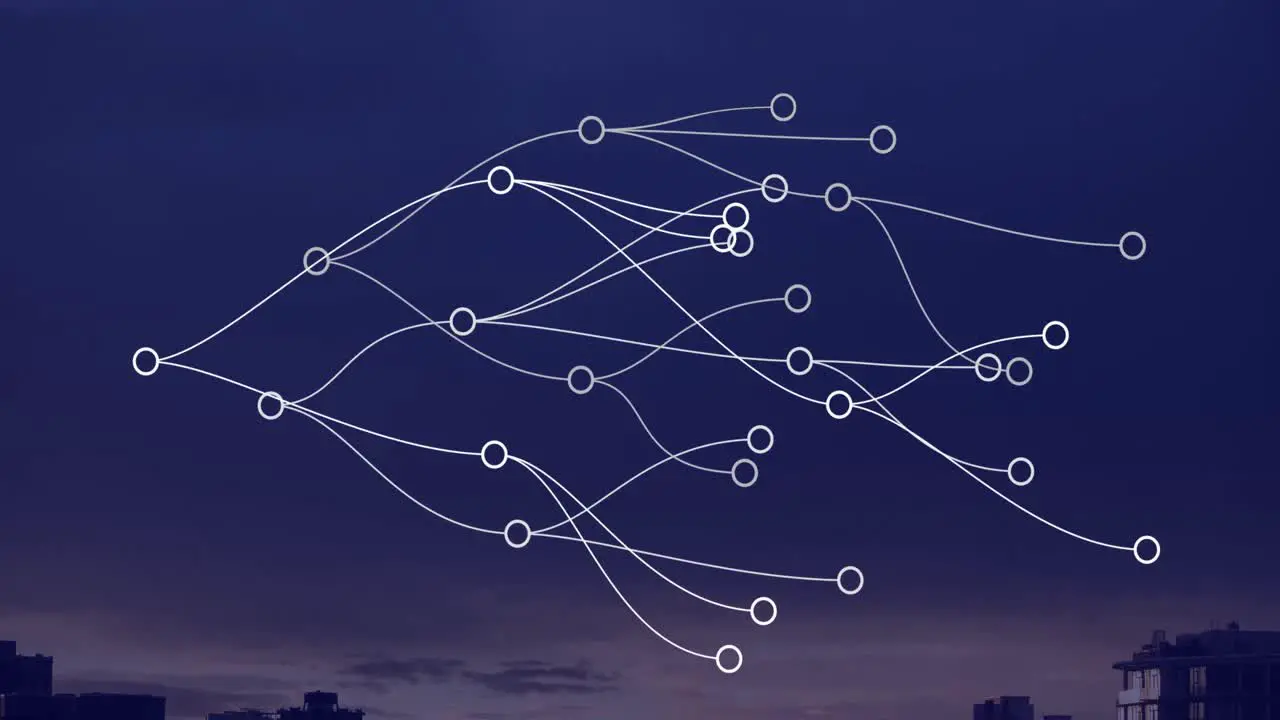 Animation of connections over night landscape