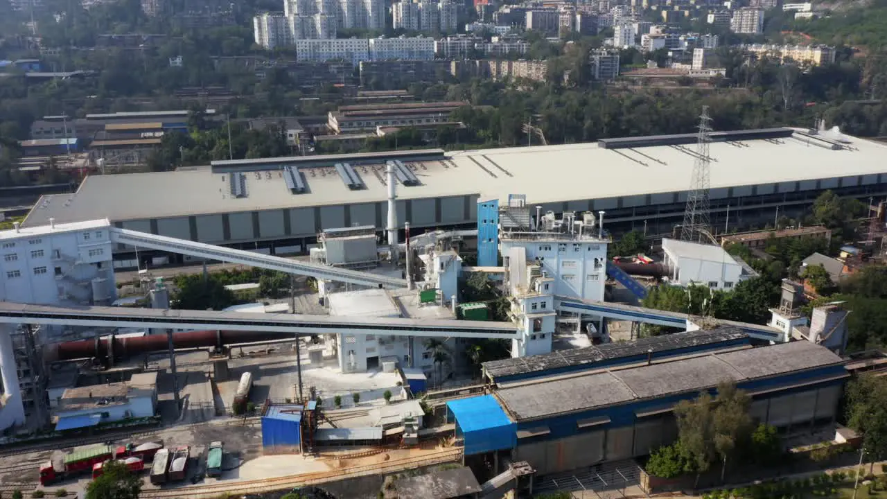 Drone shot of an industrial city located in the valley of Sichuan China