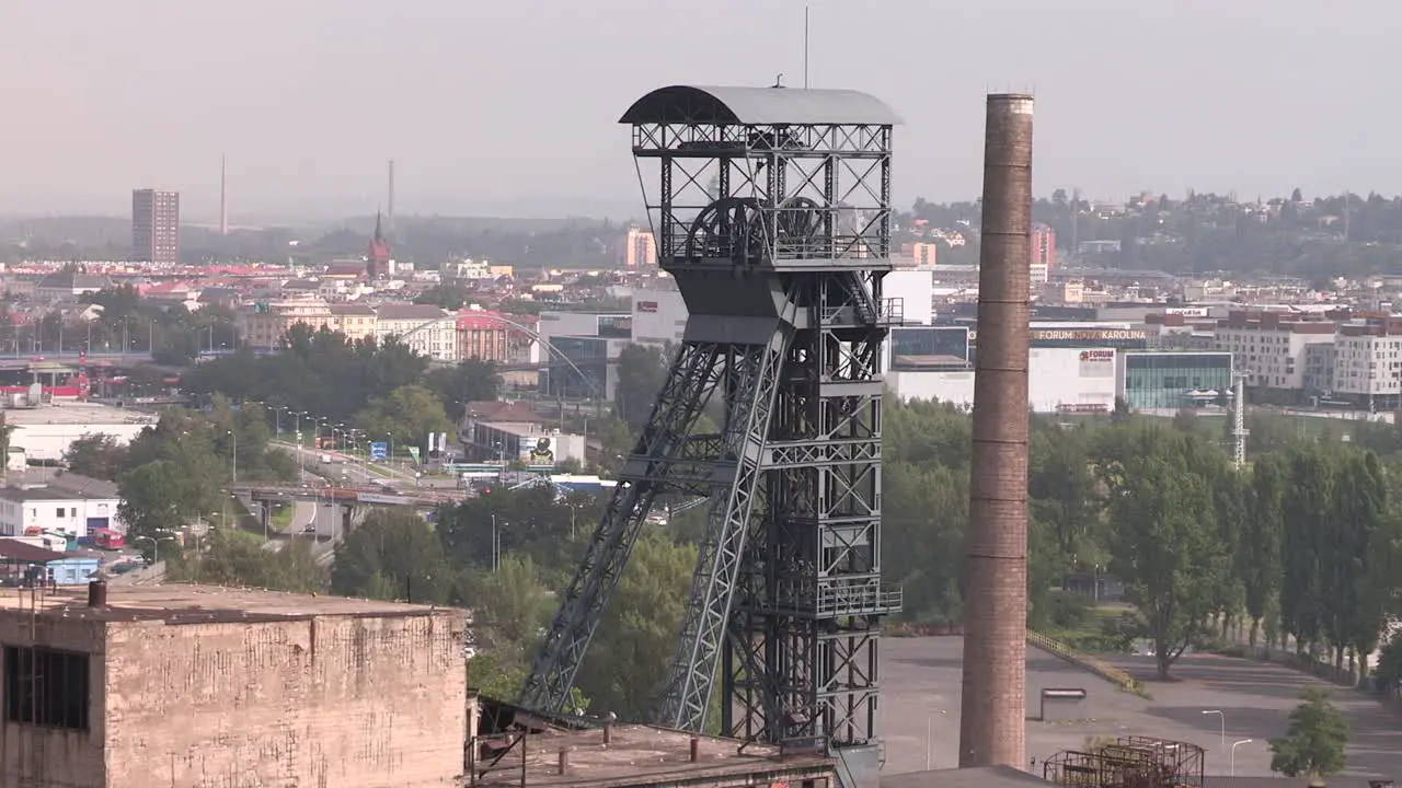 Old winding tower in Ostrava Vitkovice Czechia