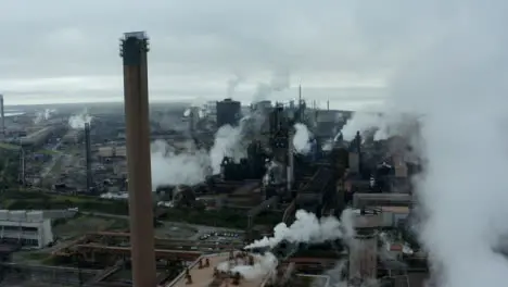 Drone Shot Orbiting Port Talbot Steel Manufacturing Plant 03