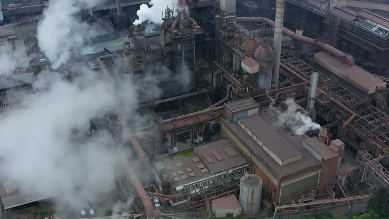 Drone Shot Pulling Away from Port Talbot Steel Manufacturing Plant 02