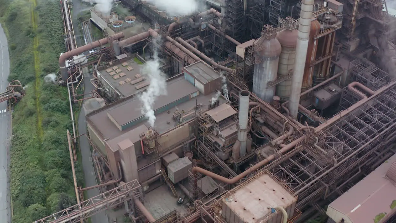 Drone Shot Orbiting Port Talbot Steel Manufacturing Plant 09