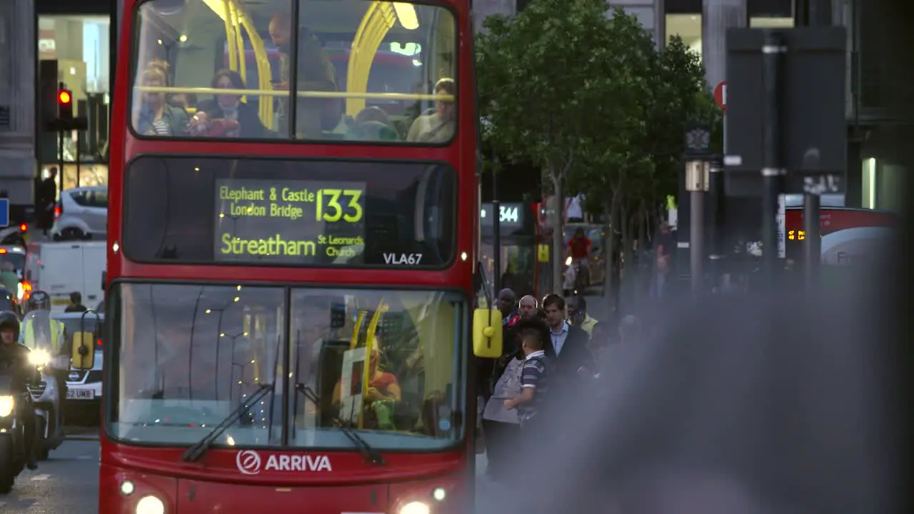 Red London Buses in Rush Hour