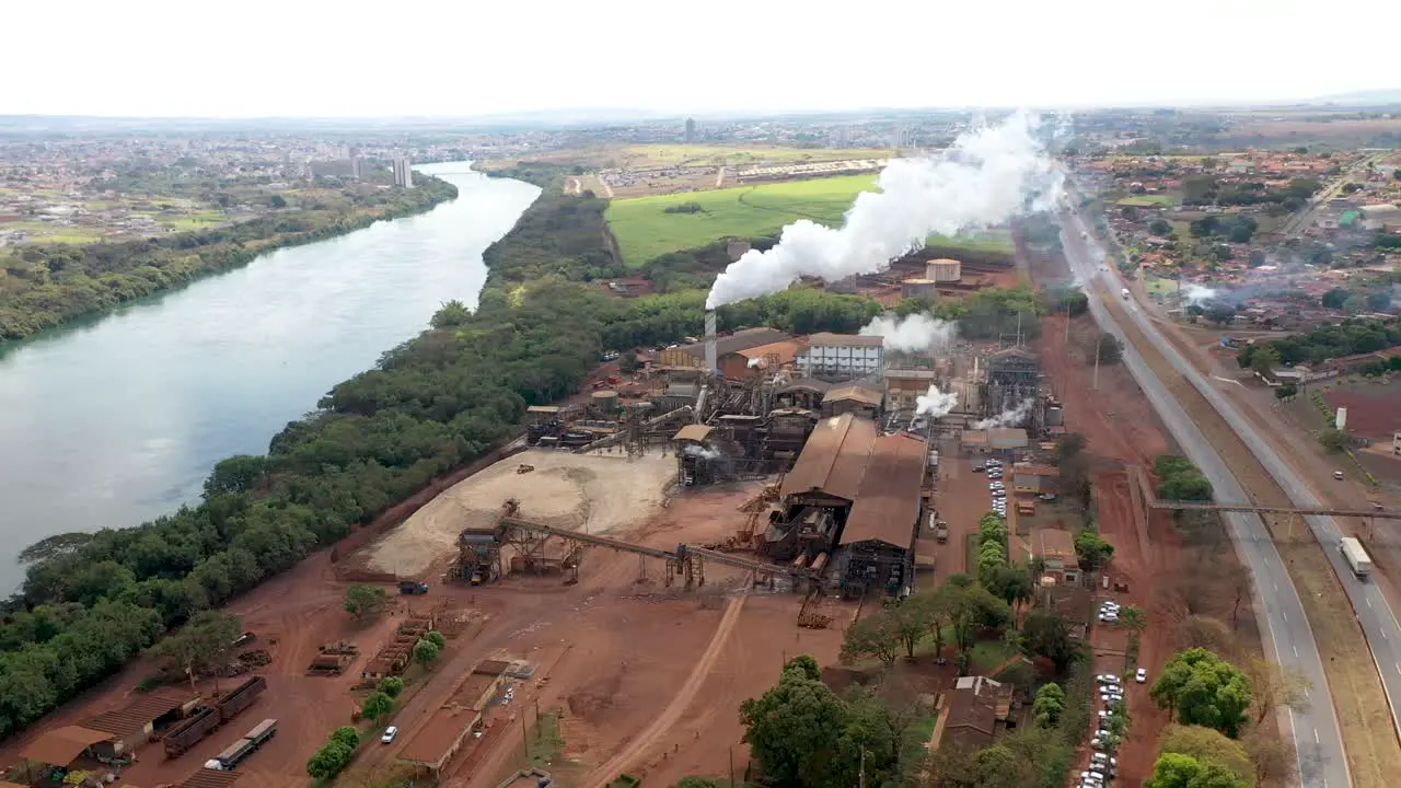 Aerial view on biofuel sugarcane and ethanol factory-1