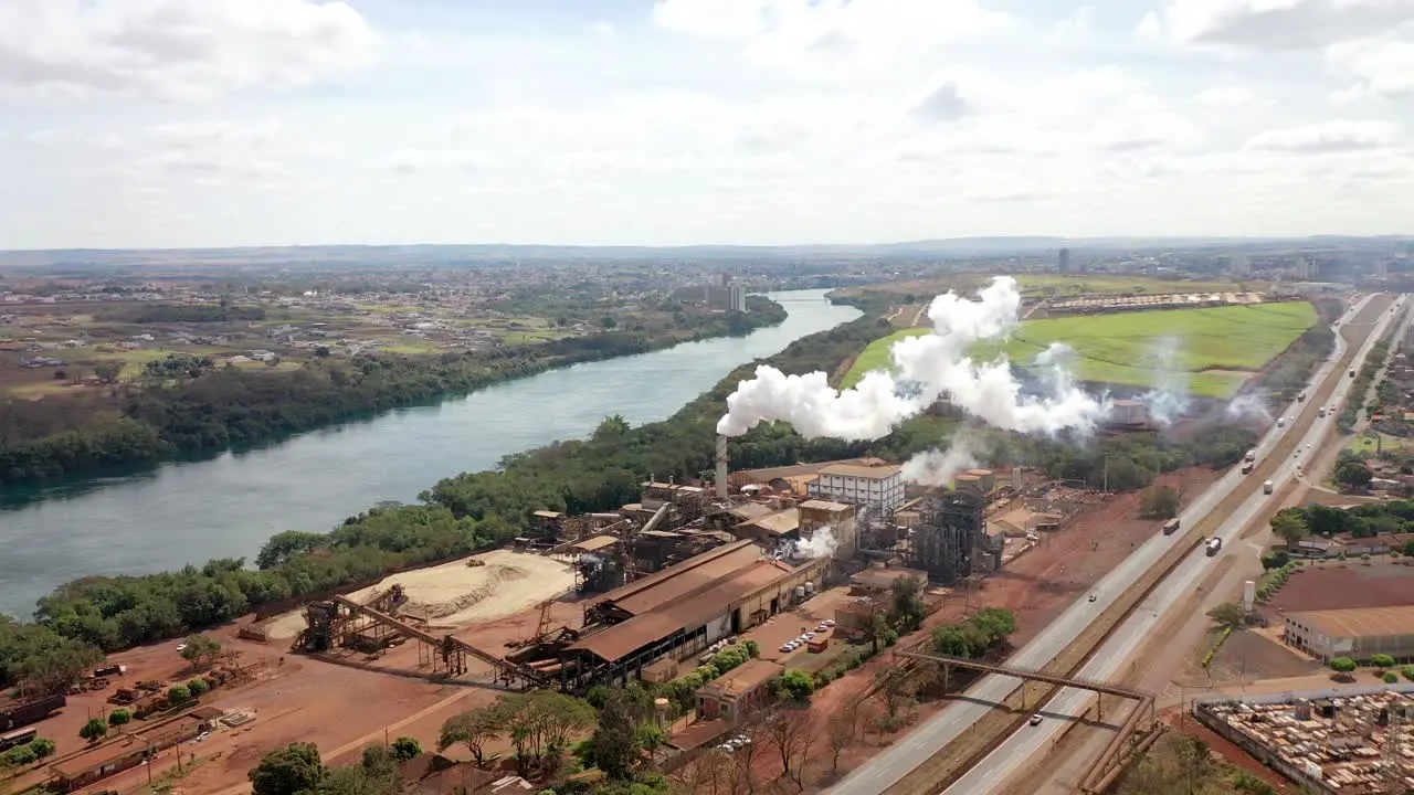 Aerial view on biofuel sugarcane and ethanol factory-2