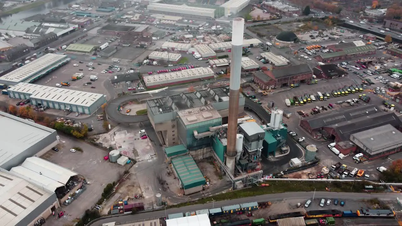 Nottingham Incinerator waste recycling Nottingham City UK aerial drone Point of view