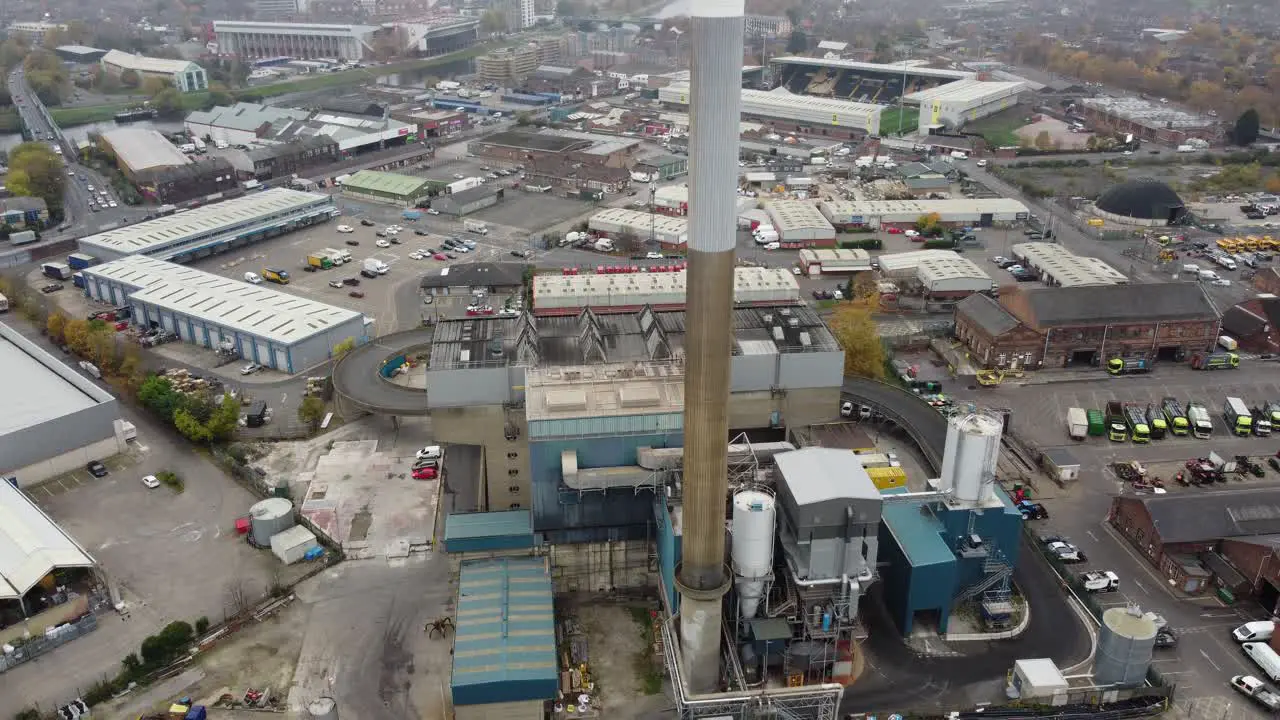 Nottingham Incinerator waste recycling Nottingham City UK crane rising aerial drone 4K footage Waste Recycling Group Ltd