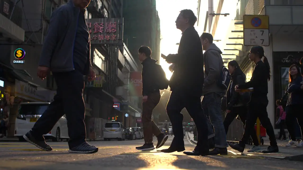 Busy Hong Kong Street at Sunset