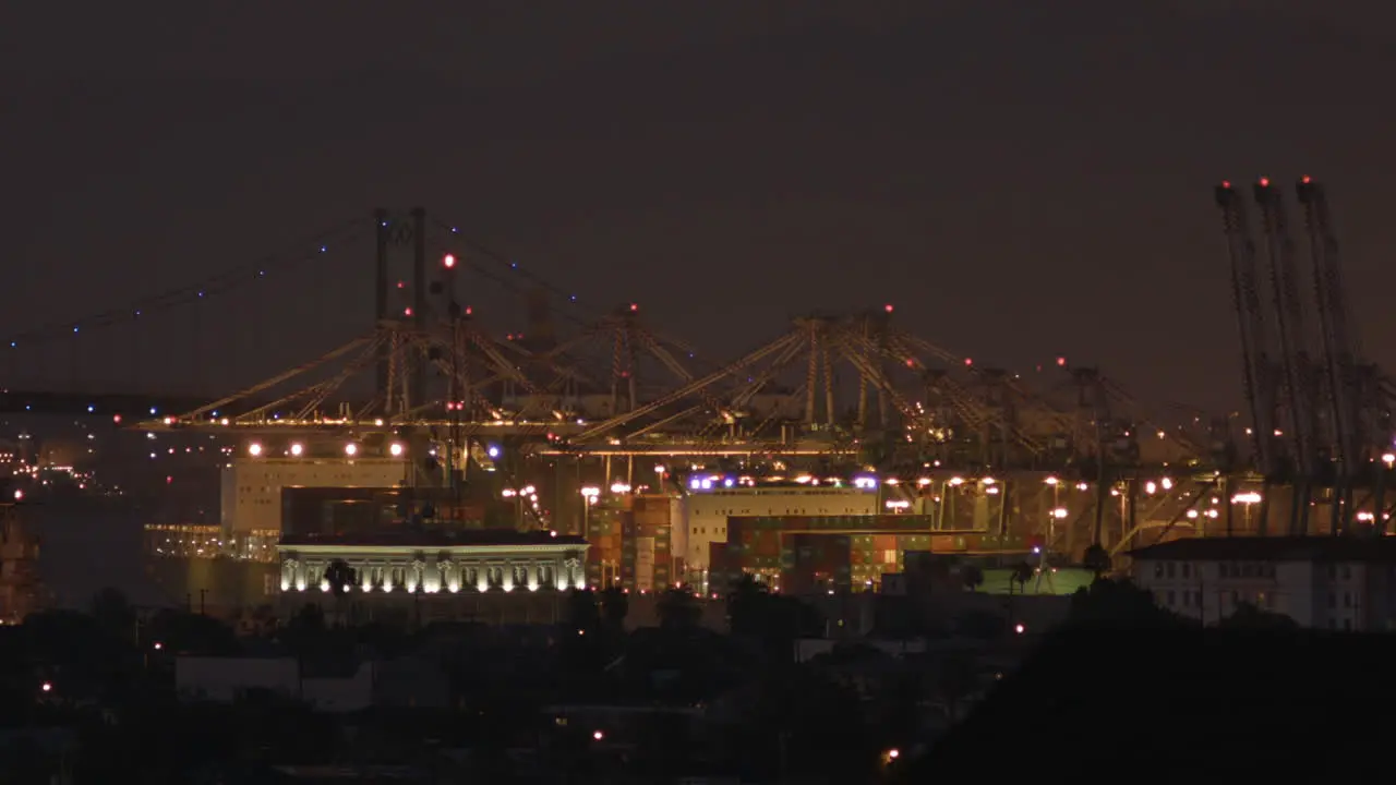 An overview of San Pedro harbor in Los Angeles California at night 1