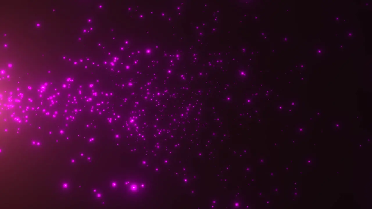 Motion purple particles and stars in galaxy abstract background