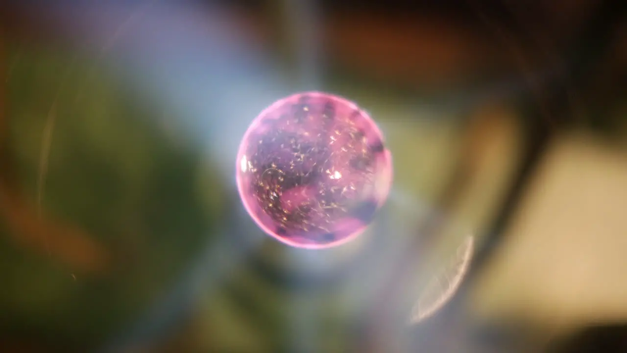 Closeup view of plasma ball emitting electrical charge