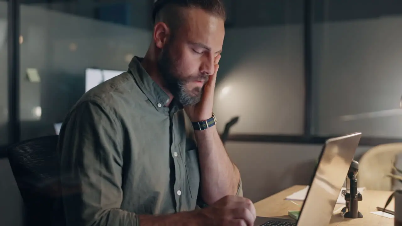 Business laptop and man with stress