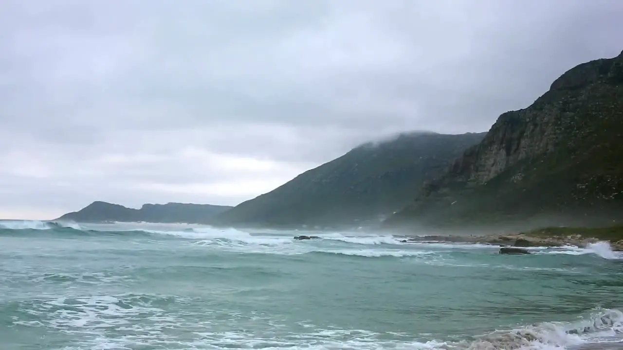 Waves crashing on the beach